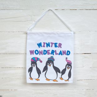 Colorations® Winter Penguin Canvas Banner Craft Kit - Makes 12 Crafts