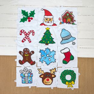 Colorations® Holiday Christmas Quilt Craft Kit - Makes 12 Crafts