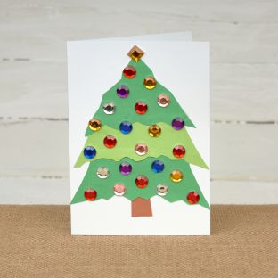 Colorations® Holiday Rhinestone Christmas Tree Card Craft Kit - Makes 24 Crafts