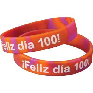 Pulsera de Silicón ¡Feliz día 100! (Spanish Happy 100th Day! Silicone Bracelets) - 24 bracelets Pulsera de Silicón ¡Feliz día 100! (Spanish Happy 100th Day! Silicone Bracelets) - 24 bracelets