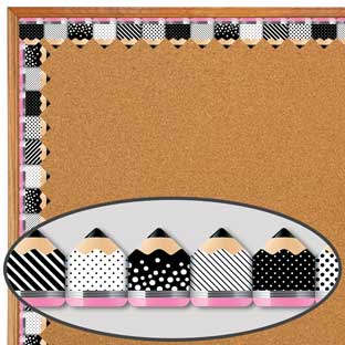 Bold and Bright Striped and Spotted Pencils Border Trim - 35 feet of border trim Bold and Bright Striped and Spotted Pencils Border Trim - 35 feet of border trim