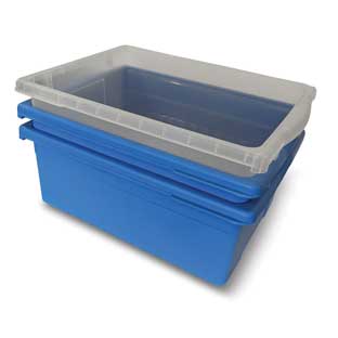 Really Good Stuff Small Clear Plastic Stackable Storage Tubs with Locking Lid