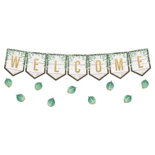 Eucalyptus Pennants Welcome Bulletin Board - 53 Pieces