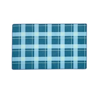 Blue Plaid Border Rug - 4' x 6'