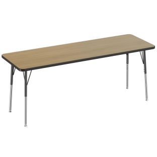 24" x 72" Rectangle T-Molding Activity Table with Adjustable Standard Swivel Glide Legs - Pasadena Oak/Black