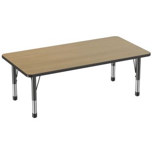30" x 60" Rectangle T-Molding Activity Table with Adjustable Chunky Legs - Pasadena Oak/Black