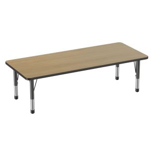 30" x 72" Rectangle T-Molding Activity Table with Adjustable Chunky Legs - Pasadena Oak/Black