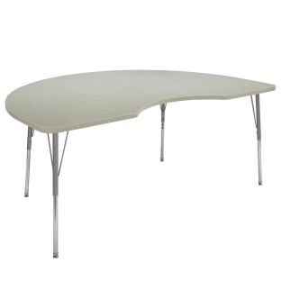 48" x 72" Kidney La Madera Activity Table with Standard Legs - Sanddrift/Silver