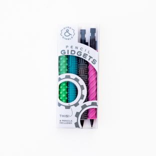 Textured Silicone Pencil Fidget Grip - 4 Sleeves and 2 Mechanical Pencils