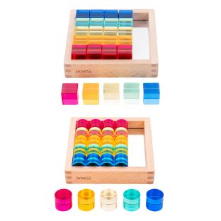 Gem Circles and Cubes with Mirror Trays - 50 pieces