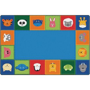 KIDSoft™ Baby Animals Border Rug Classic Colors - 6' x 9'