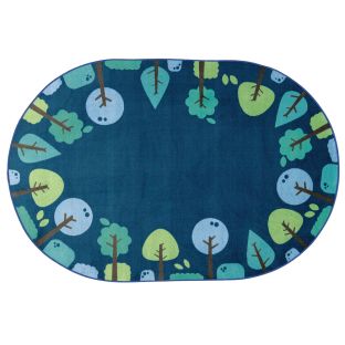 KIDSoft™ Tranquil Trees Blue Oval Rug - 6' x 9'