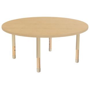 48" x 48" Round Activity Table with Adjustable Chunky Wood Legs - Maple Grain/Wood Legs
