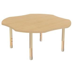 48" x 48" Clover Activity Table with Adjustable Chunky Wood Legs - Maple Grain/Natural Wood