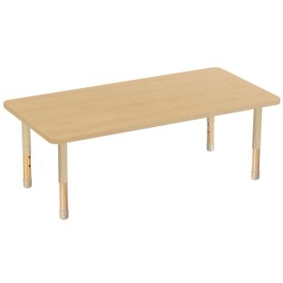 30" x 60" Rectangle Activity Table with Adjustable Chunky Wood Legs - Maple Grain/Natural Wood