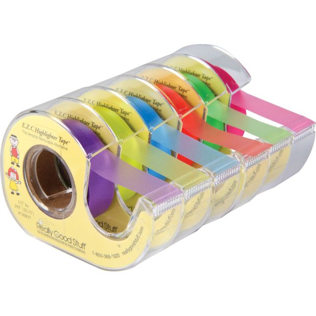 5 Rolls Highlighter Tape Colored Transparent Marking Sticker