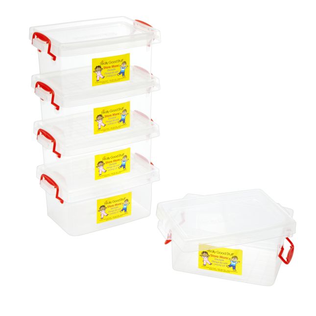 Really Good Stuff® Stackable Storage Tubs With Locking Lid- Small - 5 tubs,  5 lids