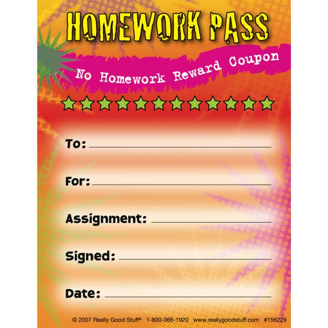 No Homework Reward Pad