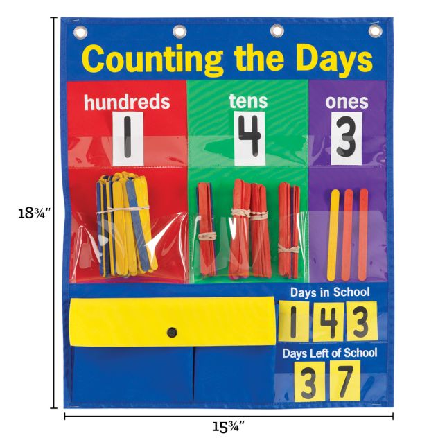 Really Good Stuff® Counting The Days Pocket Chart™ - 1 pocket chart, 285 pieces