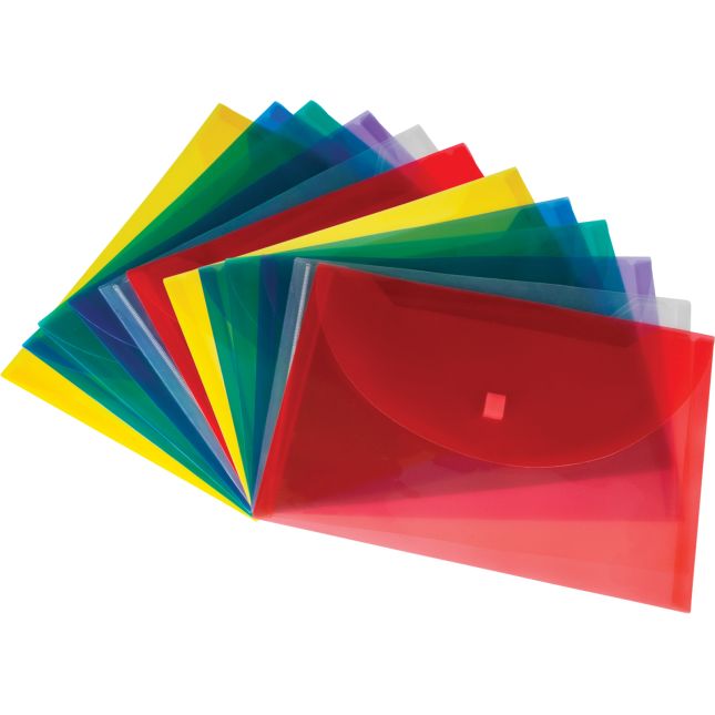 Plastic Envelopes With Hook-And-Loop Closures - 12 plastic envelopes