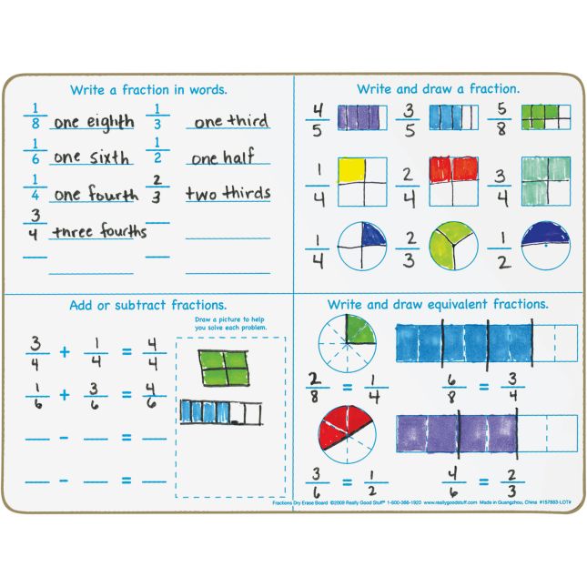 Really Good Stuff® Fractions Dry Erase Board Set