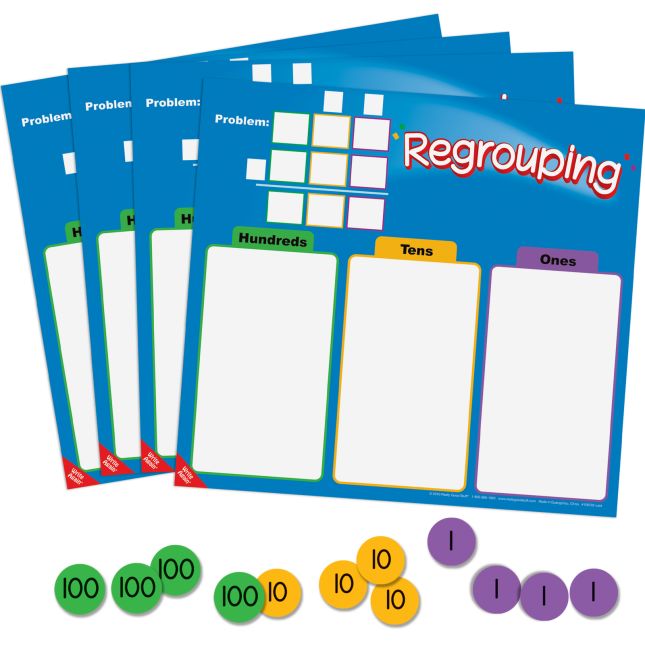 Regrouping Mats And Manipulatives Kit - 4 mats,