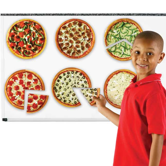 Magnetic Pizza Fractions - 6 pizzas, 24 slices