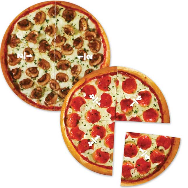 Magnetic Pizza Fractions - 6 pizzas, 24 slices