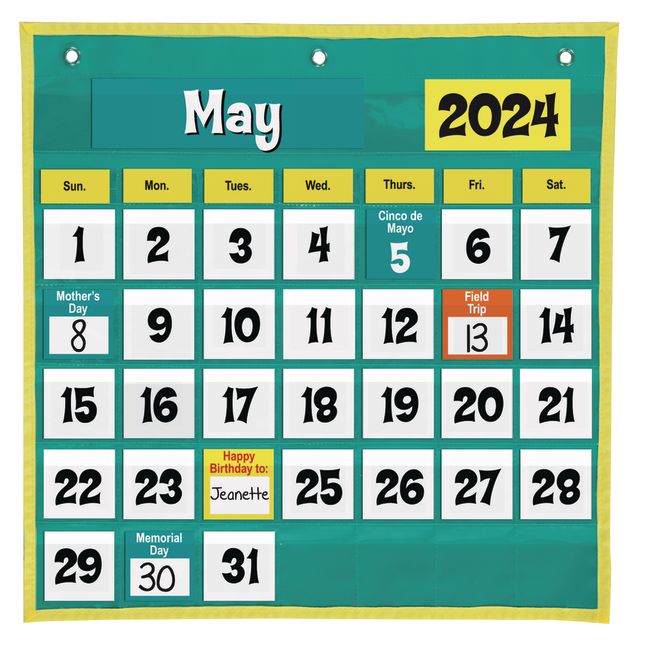 Space-Saver Calendar Pocket Chart™ - 1 pocket chart, 64 cards Space-Saver Calendar Pocket Chart™ - 1 pocket chart, 64 cards