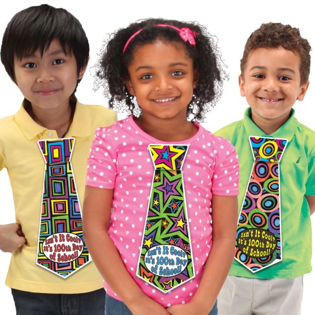 Ready-To-Decorate® Isn't It Cool? It's 100th Day Of School! Ties - 24 ties