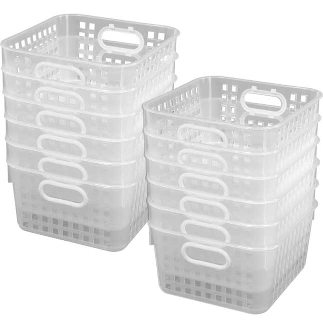 Book Baskets, Square Clear - 12 baskets