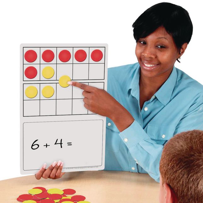 Magnetic Double Ten-Frame Dry Erase Demonstration Board Kit - 1 dry erase board, 50 magnets