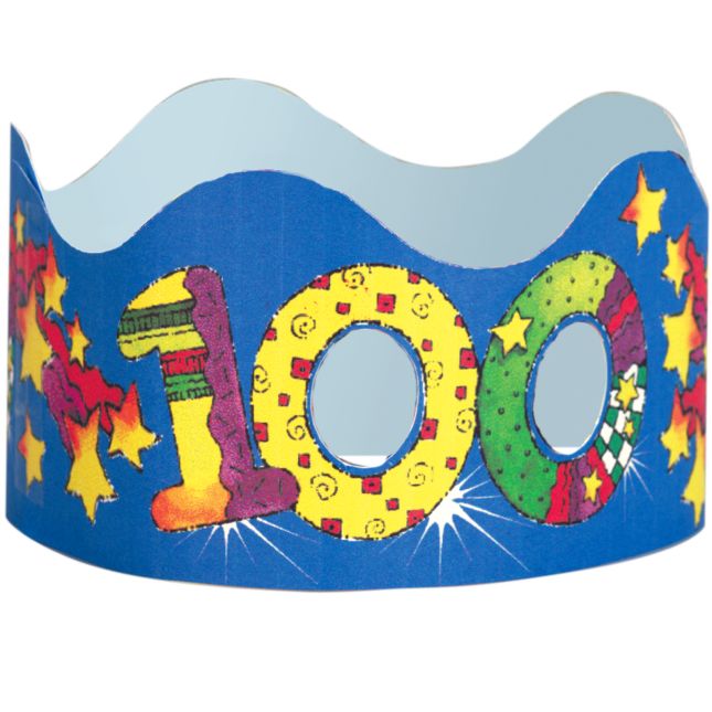 100th Day Glasses And Crowns Kit - 24 glasses, 24 crowns