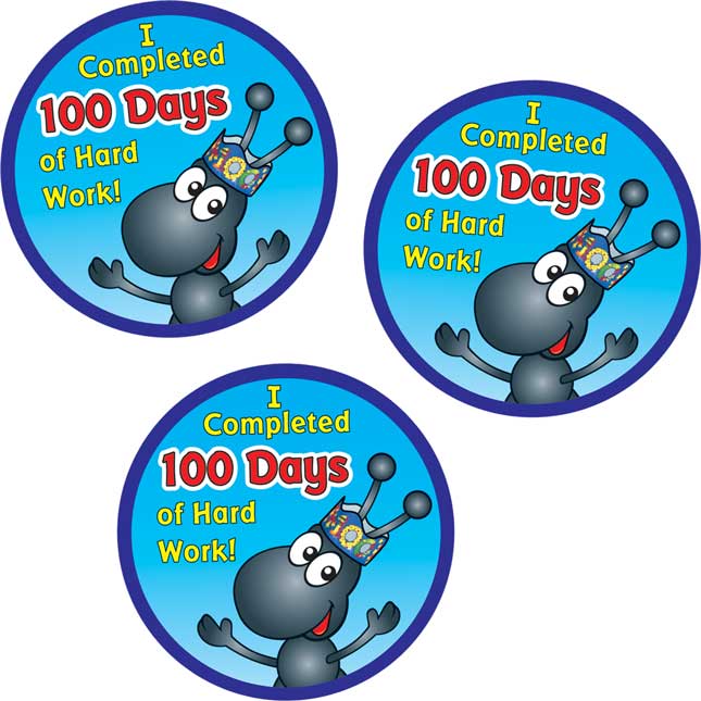 100th Day Hard Worker Stickers