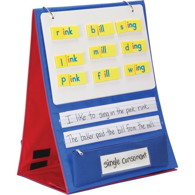 Desktop Stand With Flip Magnetic Boards And Storage Pockets - 1 stand, 3 boards