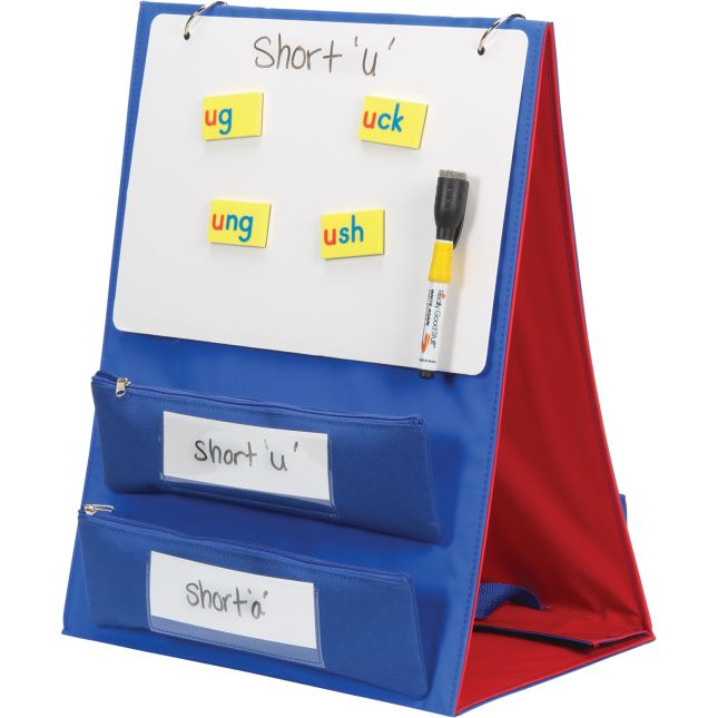 Desktop Stand With Flip Magnetic Boards And Storage Pockets - 1 stand, 3 boards