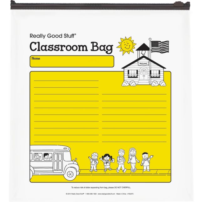 Reusable Classroom Take-Home Bags with Zip Top -