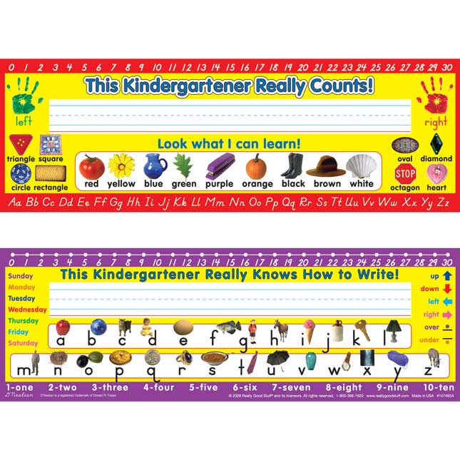 D'Nealian Kindergarten Two-Sided Cardstock Desktop Helpers - Set of 12