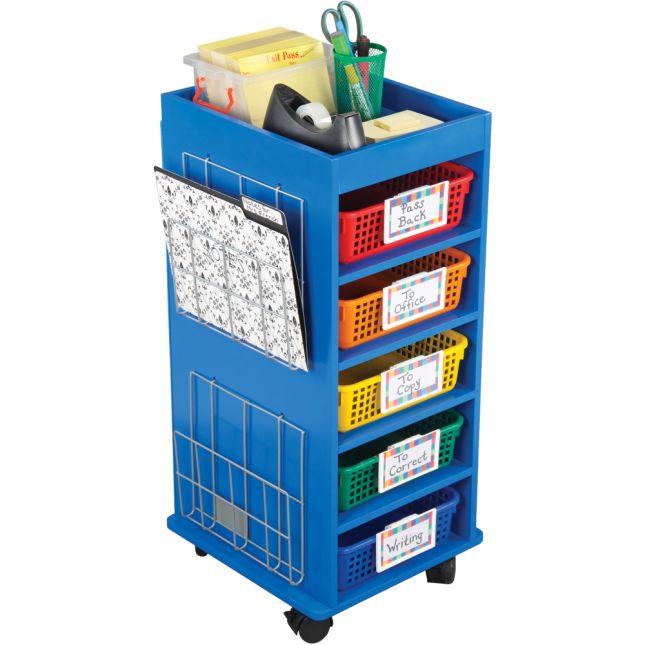 Store More® Multi-Use Rolling Organizer With Baskets And Two Wire Works™ Paper Holders - 1 organizer, 6 baskets, 2 paper holders