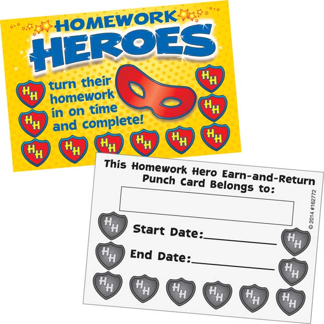 Homework Hero Earn-And-Return Punch Cards - 68 punch cards