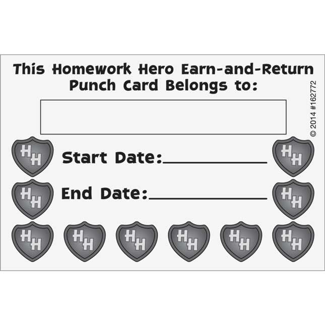 Homework Hero Earn-And-Return Punch Cards - 68 punch cards