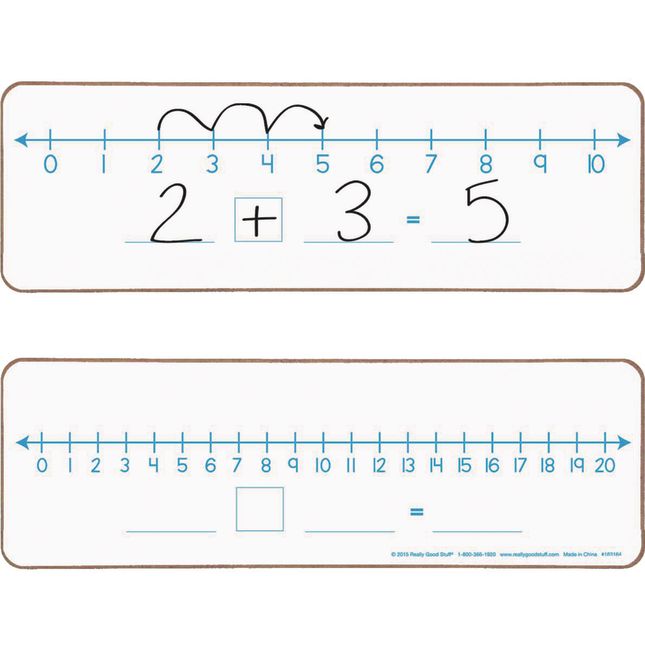 Harloon 24 Pcs Dry Erase Number Line Boards 4 x 12 Inch Double Sided White