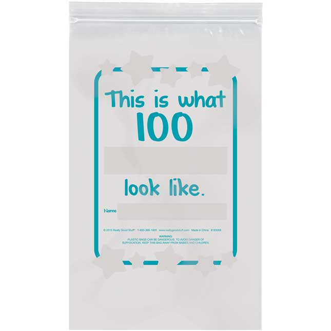 What Does 100 Look Like? Banner And Plastic Bags Kit - 1 banner, 32 bags