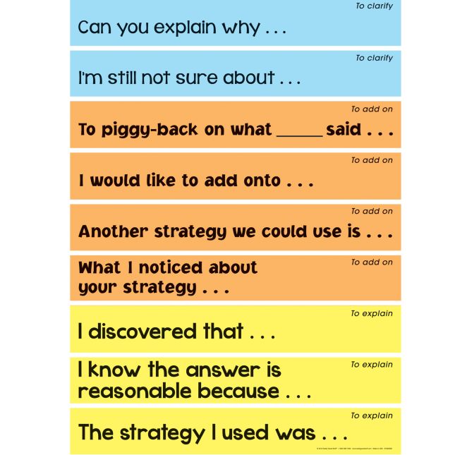 Accountable Talk Sentence Starters - 18 sentence strips