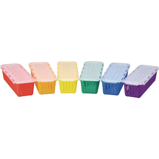 DEAYOU 16 Pack Classroom Storage Baskets Bins, Small Plastic Organizer  Basket, Colorful Storage Trays, Crayon Pencil Containers for Paper, Desk