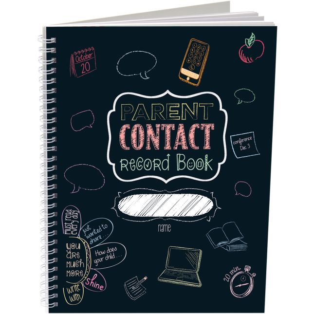 Parent Contact Record Book - Chalkboard Style - 1 book, 49 tabs