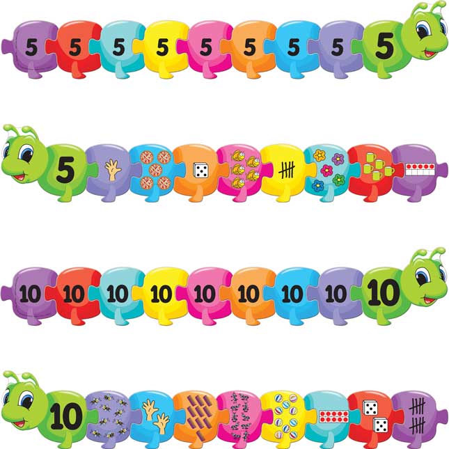 Caterpillar Puzzles Set - Counting How Many Through 10