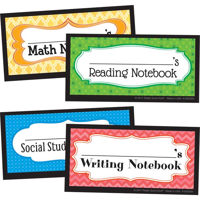 Self-Adhesive Student Notebook Labels