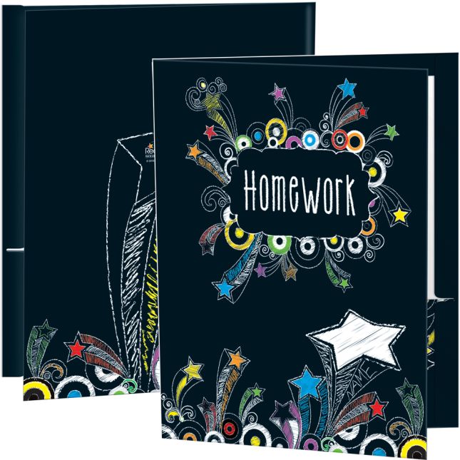 Chalkboard-Style Shooting-Stars Homework Folders - 12 folders