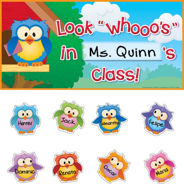 EZ Stick™ Owl Friends Door Sign And Student Name Pieces